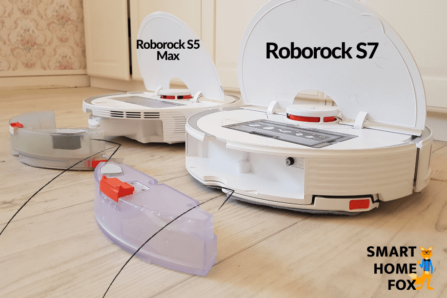 Roborock S7 und der S5 Max stehen nebeneinander und sind von hinten zu sehen